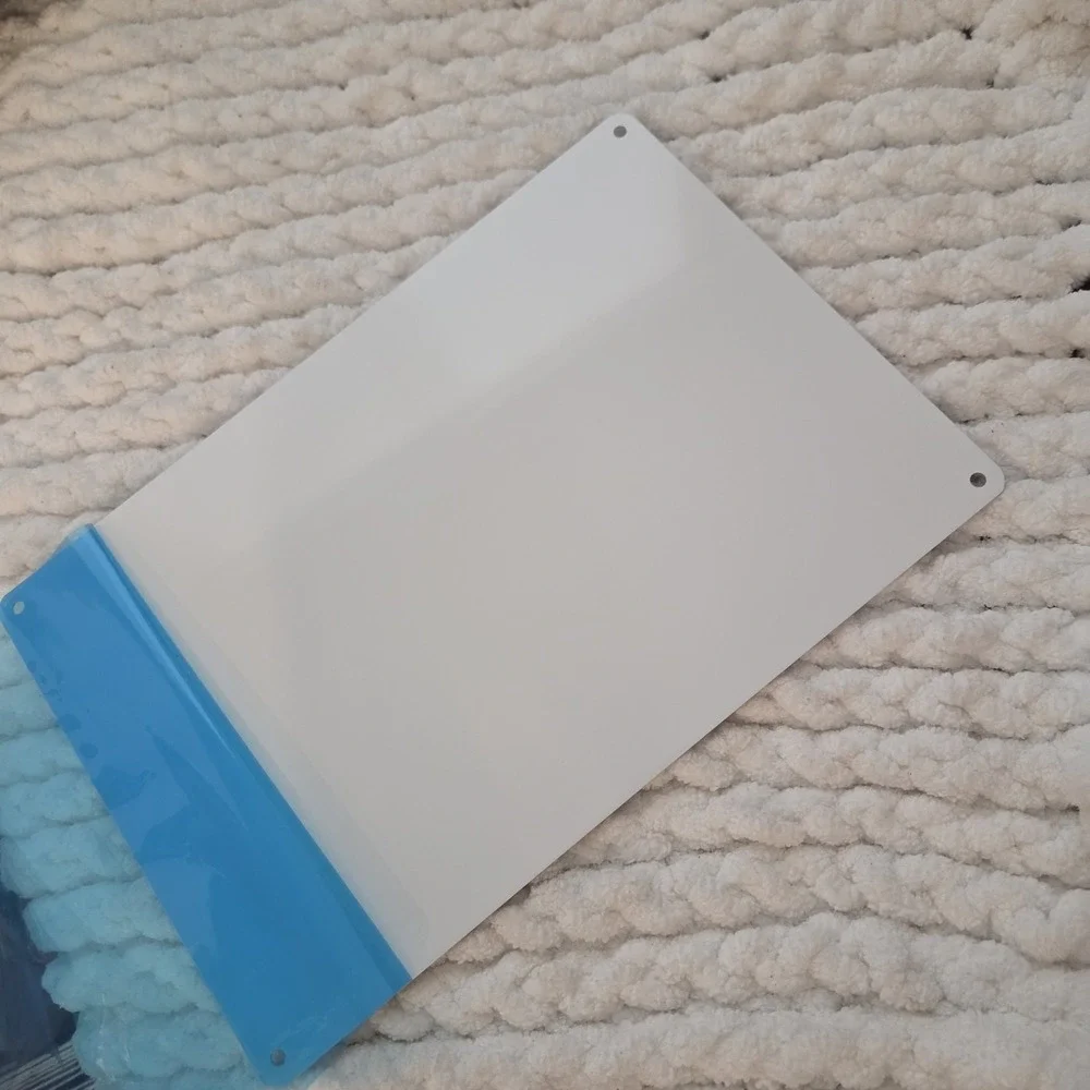 12x8 In Blank Aluminum Metal Sign Plate with Protective Film - White Single Pack